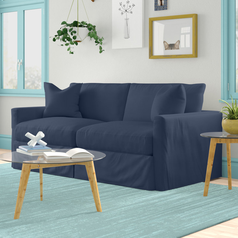 Hartig 84'' Slipcovered Sofa, Zuma Natural Textured Linen