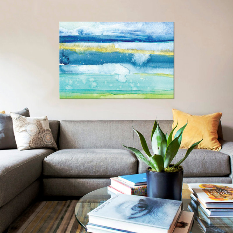 « golfe shore ii », reproduction d’art sur toile, H 18 po x l 26 po x P 1,5 po, Toile avec cadre noir, Pas de tapis