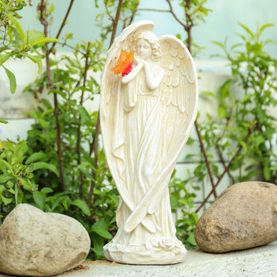 Statue d'extérieur ange, statues de jardin ange solaire avec lumière papillon, pour patio extérieur