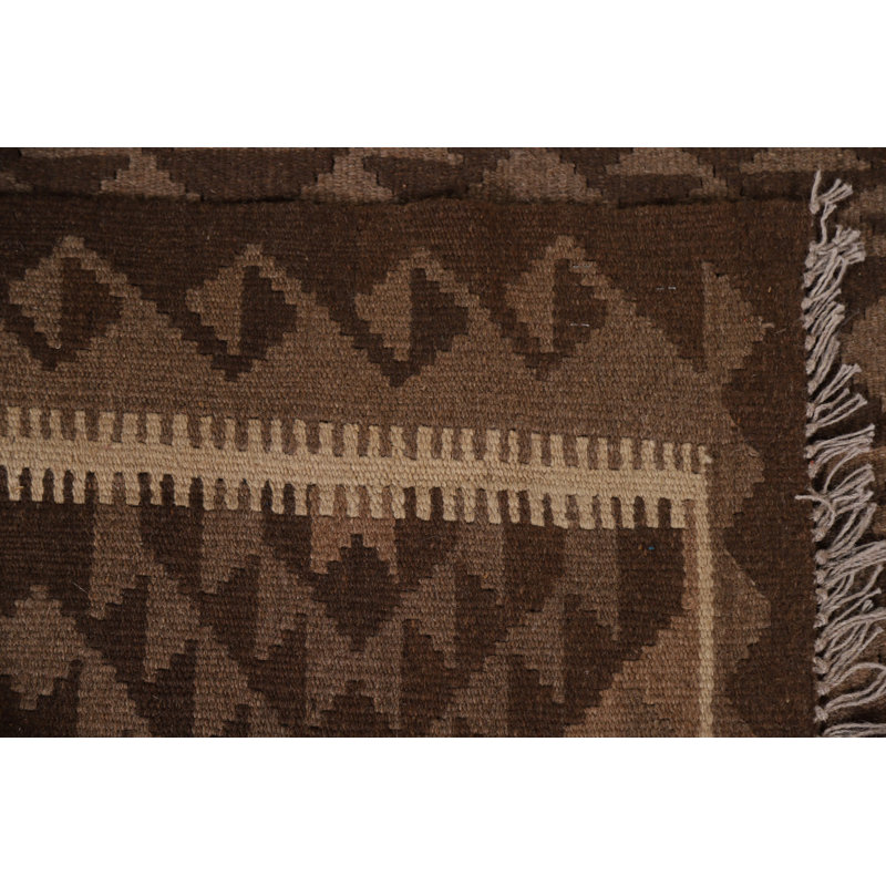 Brown Kilim Wool Area Rug 5x7