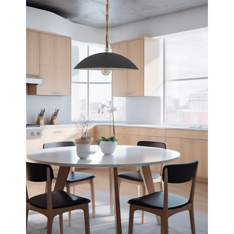 Ofelia 1 Light Chain and Cord Hung Pendant, Matte Black, 80" H x 15.75" W x 15.75" D