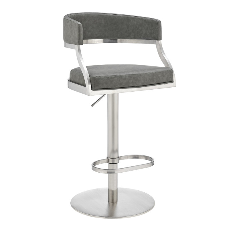 Tabouret de bar Callie, Gris, Acier inoxydable brossé