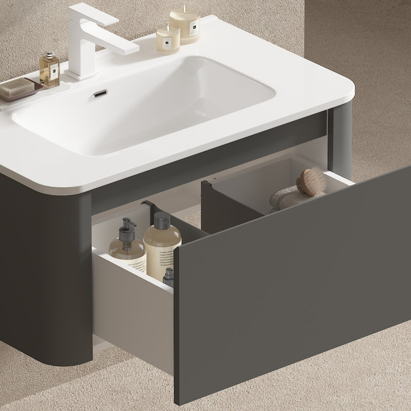 Meuble-lavabo mural flottant avec comptoir en céramique, 30"
