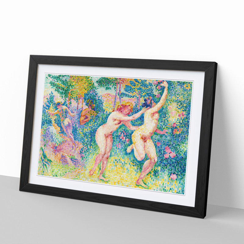 The Nymphs by Henri-Edmond Cross - Picture Frame Painting, 48cm H x 65cm W x 2cm D, Black Framed