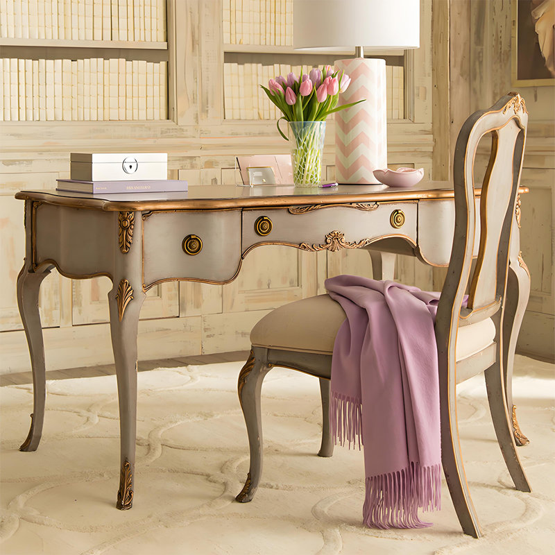 Bureau en bois massif gris-bleu 62,99 ", H 30,31 po x l 62,99 po x P 31,5 po