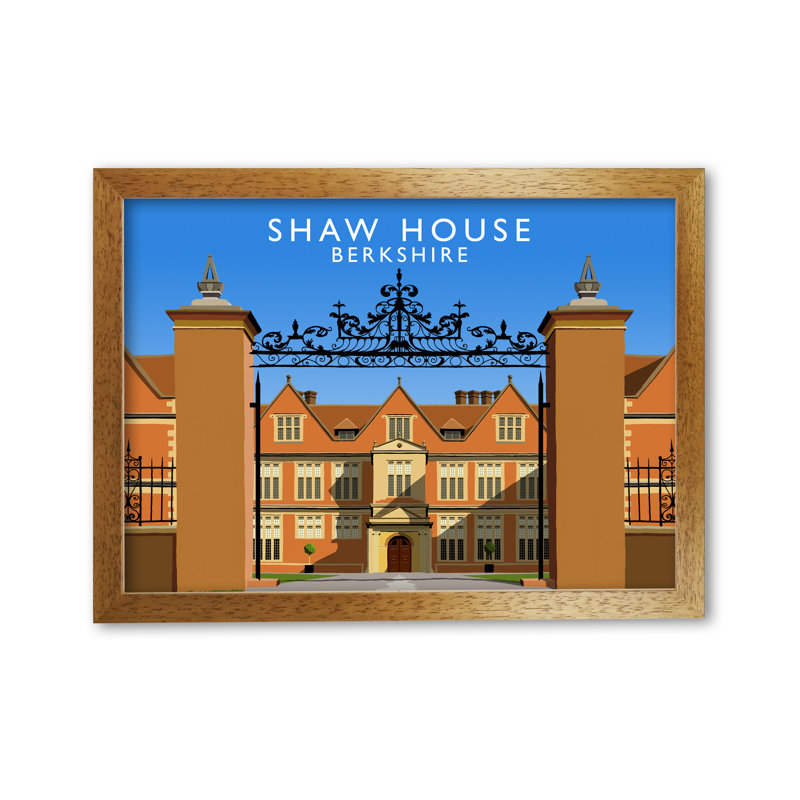 Shaw House Berkshire by Richard O'Neill - Print, 21cm H x 29.7cm W x 3cm D, Honey Oak Framed