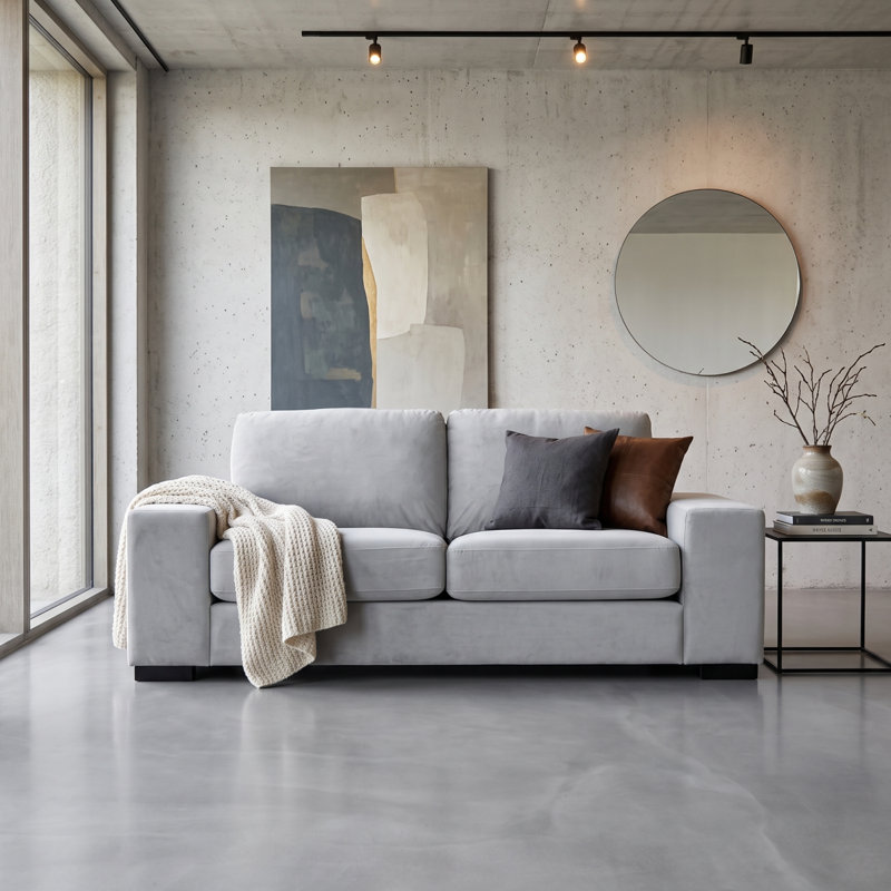 Bosco Fabric 3 Seater Sofa, Grey Polyester