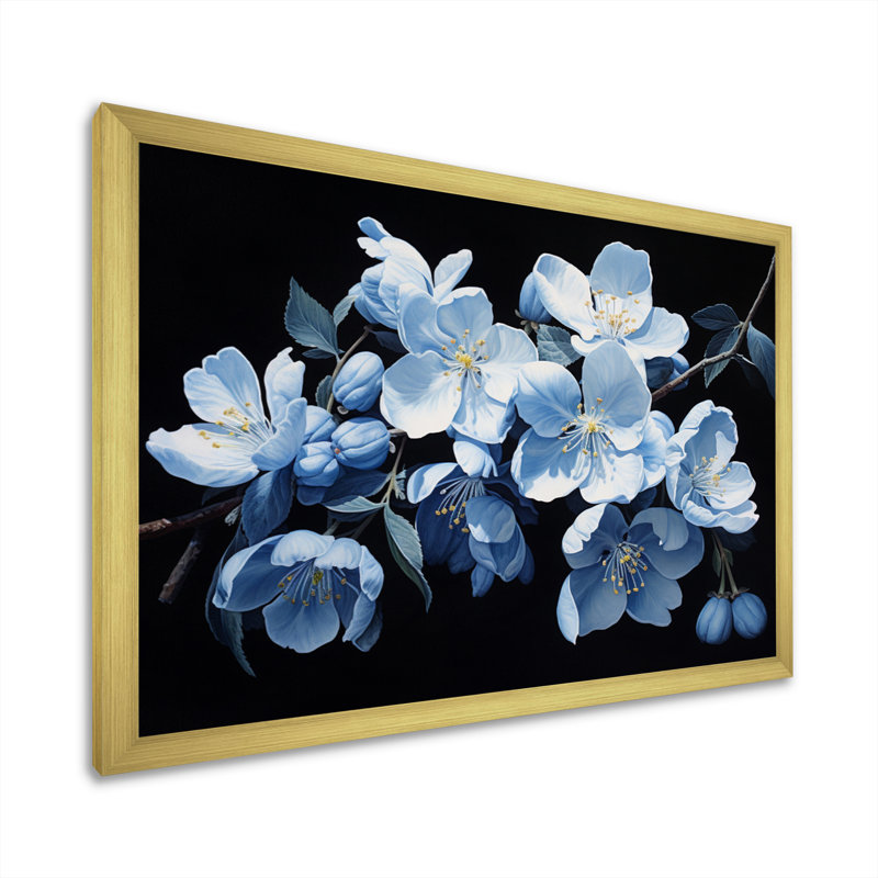 Fleur de pommier monochromatique élégance IV, reproduction sur toile, H 24 po x l 32 po x P 1 po, Encadrement doré