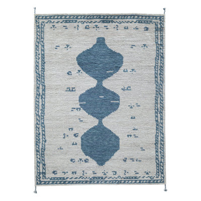 Wool Abstract Area Rug in Blue/Gray