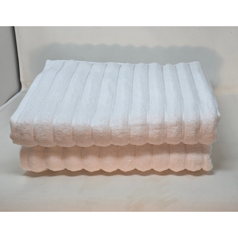  Ribbonette Ribbed Wavy Striped Pattern, 100% Cotton 700 GSM Zero Twist Super Heavy Terry Plush Cotton Super Ultra Soft Highly Absorbent and Quick Dry, Jacquard Fashion Essentials Towel for Bathroom, Kitchen, Premium Hotel & Spa Quality Towel,