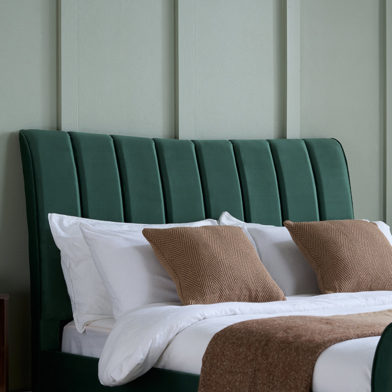 Latrell Comfort Upholstered Bed Frame, Small Double (4'), Green
