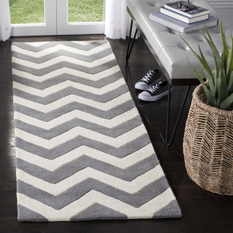 Lesedi Chevron Wool Hand Woven Area Rug, Runner 69 x 213cm