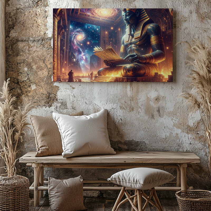 Art mural sur toile divinité égyptienne, Temple céleste de la Sagesse, H 30 po x l 40 po