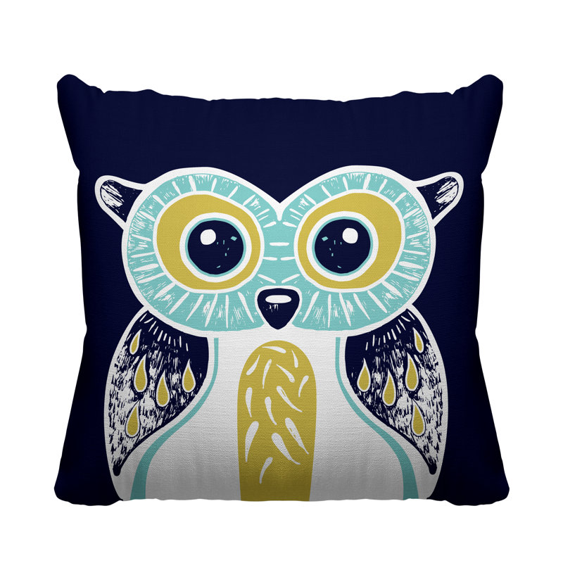 Coussin intérieur Addison Woodland Owl, Bleu marine, L 19 po x H 19 po