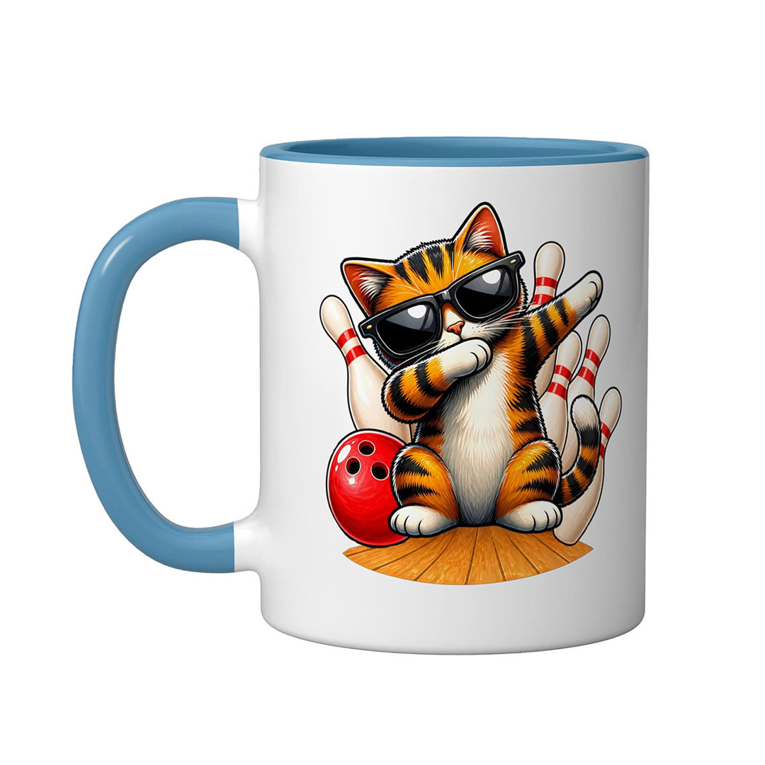 Funny Cat Ceramic Mug, Blue/White, 11oz