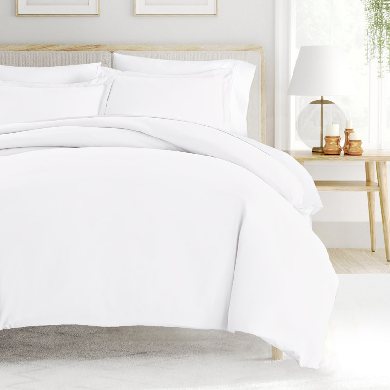 Super Soft Double Brushed Duvet Cover Set, Full/Queen Duvet Cover + 2 Standard Shams, White
