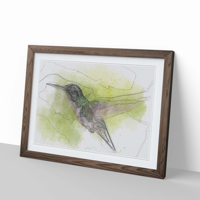 Hummingbird in Costa Rica in Abstract - Framed Print, 50cm H x 76cm W x 2cm D, Walnut