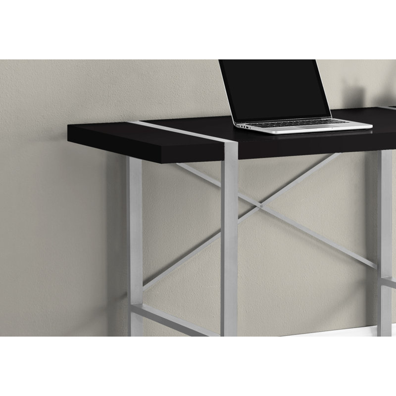 Bureau d'ordinateur, bureau personnel, ordinateur portable, L 48 po, travail, stratifié noir, métal gris, contemporain, moderne