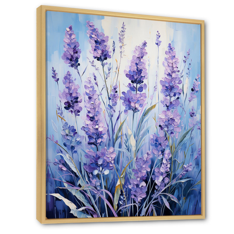 Lavande, sérénité, art floral, Cadre flottant brun, H 32 po x l 24 po x P 1 po
