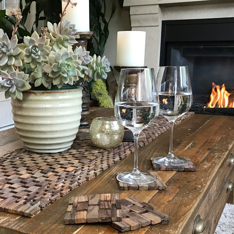 Ensemble de sous-verres recyclé teck, bois de rose