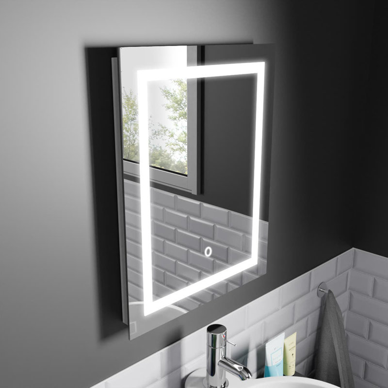 Rectangle LED Bathroom Mirror Fog Free Touch Sensor, 39 cm H x 50 cm W