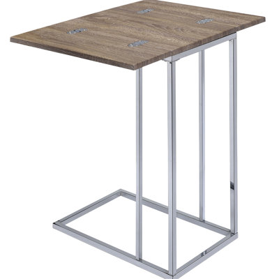 Weathered Oak & Side Table - Expandable Surface Area Geometric Shaped Base, Versatile