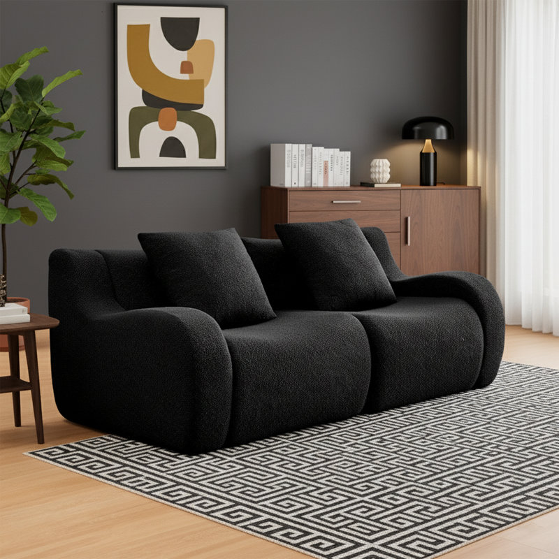 Canapé modulaire 82,7 po en tissu Teddy, Noir