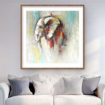«Abstract Paint Splash Elephant», reproduction d'art contemporain encadrée