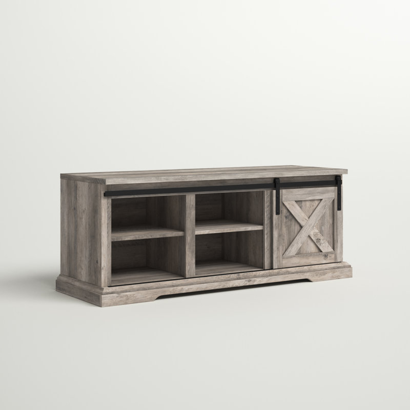 Kosjo Sliding Door 46" Storage Bench, Gray Wash
