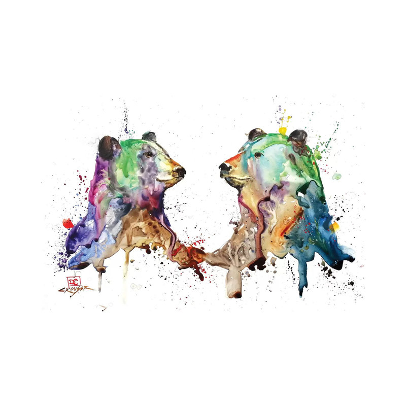 Bear Pair by Dean Crouser - Painting on Canvas, Wrapped Canvas, 20.32 cm H x 30.48 cm W