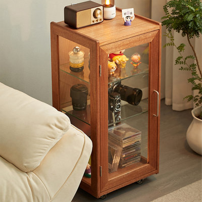 Verre trempé brun + vitrines en bois massif