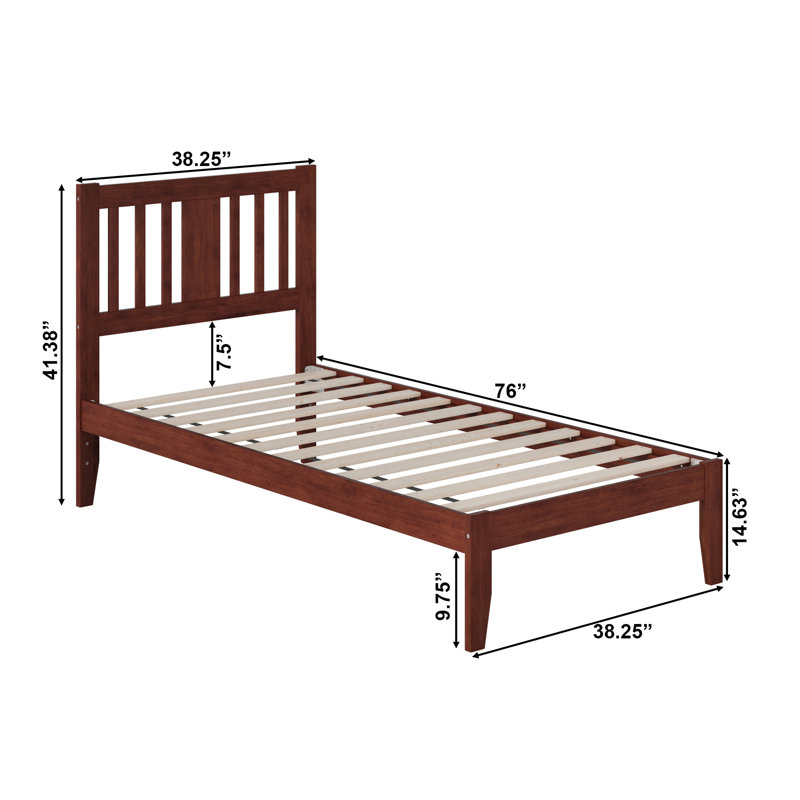 Lit plateforme en bois massif Zosia, Gris, Simple