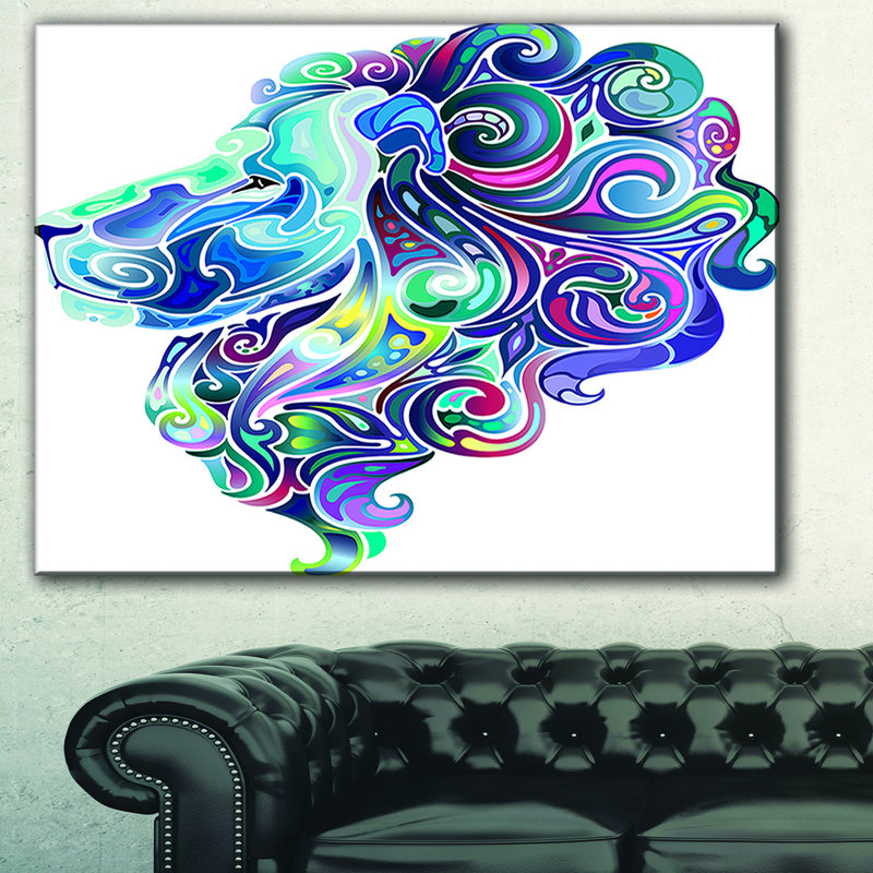 « blue lion abstract art », impression, H 30 po x l 40 po x P 1,5 po, H 36 po x l 46 po x P 1,5 po