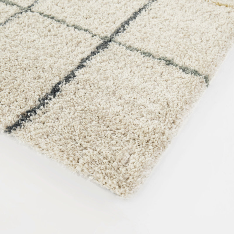 Tapis crème à poils longs Bachri, Rectangle 5 pi 3 po x 7 pi