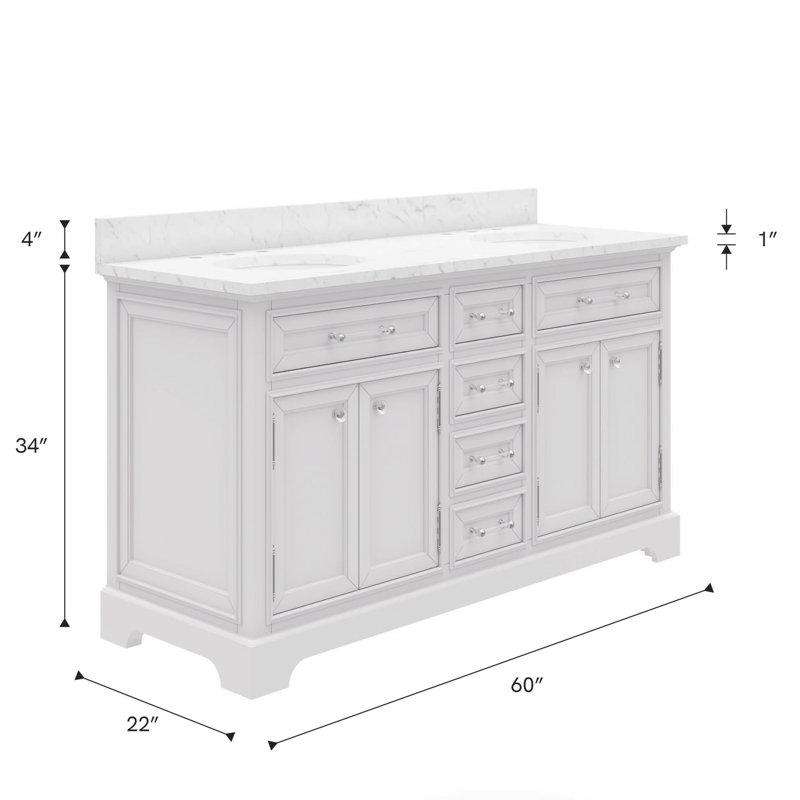 Derby 72'' W Double Vanity, White, 60"