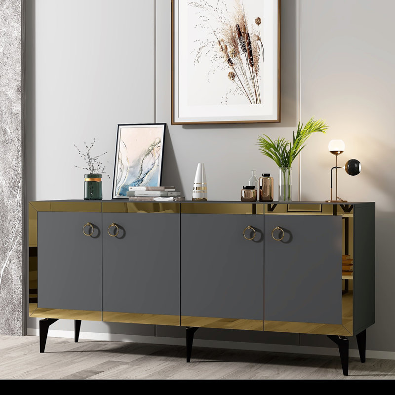 Helvey 150cm Console Table, Grey/Golden