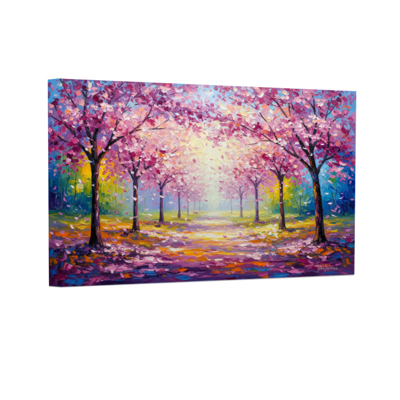 Paysage et nature, impression de paysage de cerisiers en fleurs, H 12 po x l 18 po