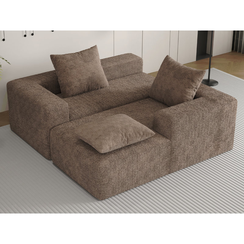 Canapé modulaire de 106 po avec méridienne en forme de L, canapé modulaire à assise profonde, canapé en tissu velours côtelé désossé pour le salon, canapé Cloud sans assemblage requis