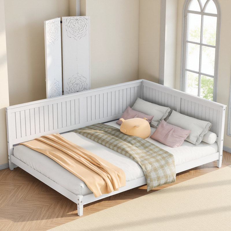Lit plateforme Classic Mid-Century, Blanc, Lit double