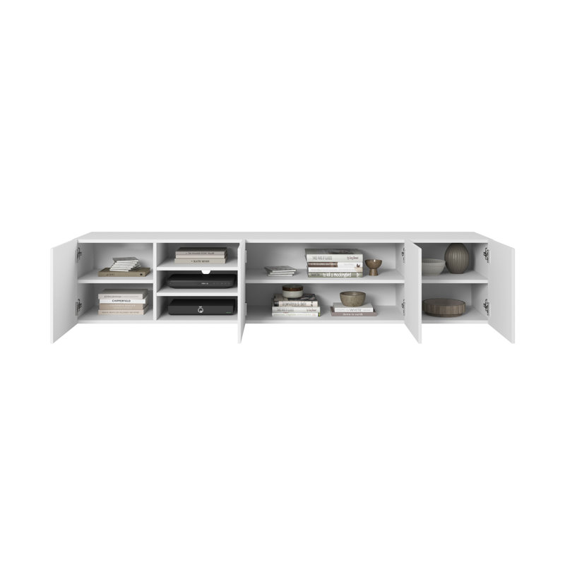 Megahn Unfinished TV Stand for TVs up to 55", White Matte