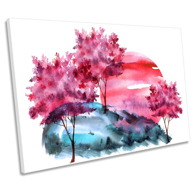 Cherry Red Blossom Floral Framed - Wrapped Canvas Print, 30.5cm H x 45.7cm W x 2cm D