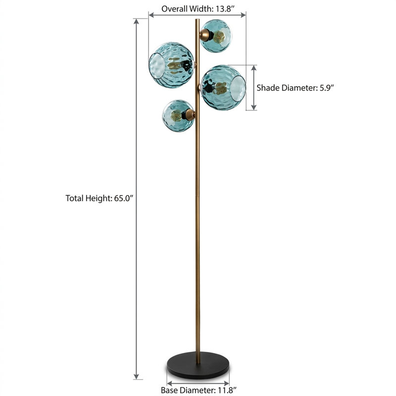 Nordic 4-Light Gold Glass Globe Floor Lamp