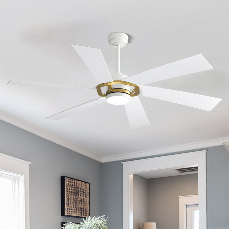 Ventilateur de plafond d'intérieur intelligent de 60 po avec lumières DEL Lucienne, Blanc, Blanc