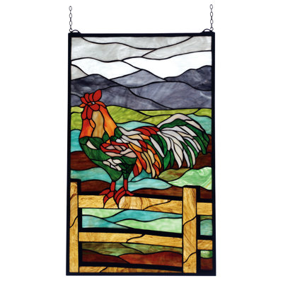 Tiffany Rooster Stained Glass Window