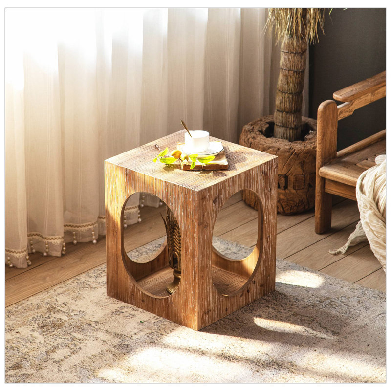 Table de chevet en bois massif Aarish de couleur brune