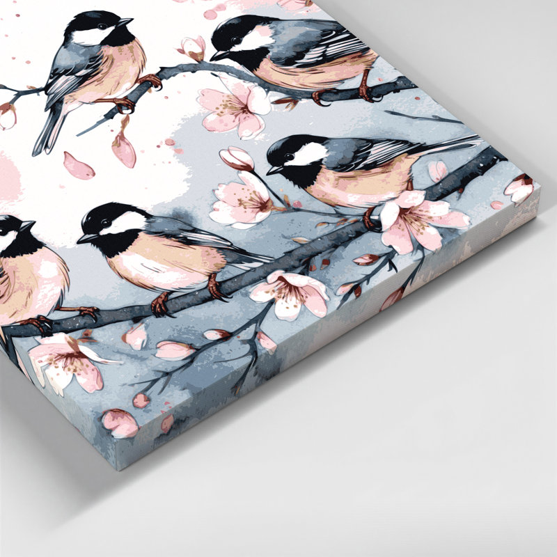 Oiseaux, art mural sur toile, mésange noire, H 20 po x l 30 po