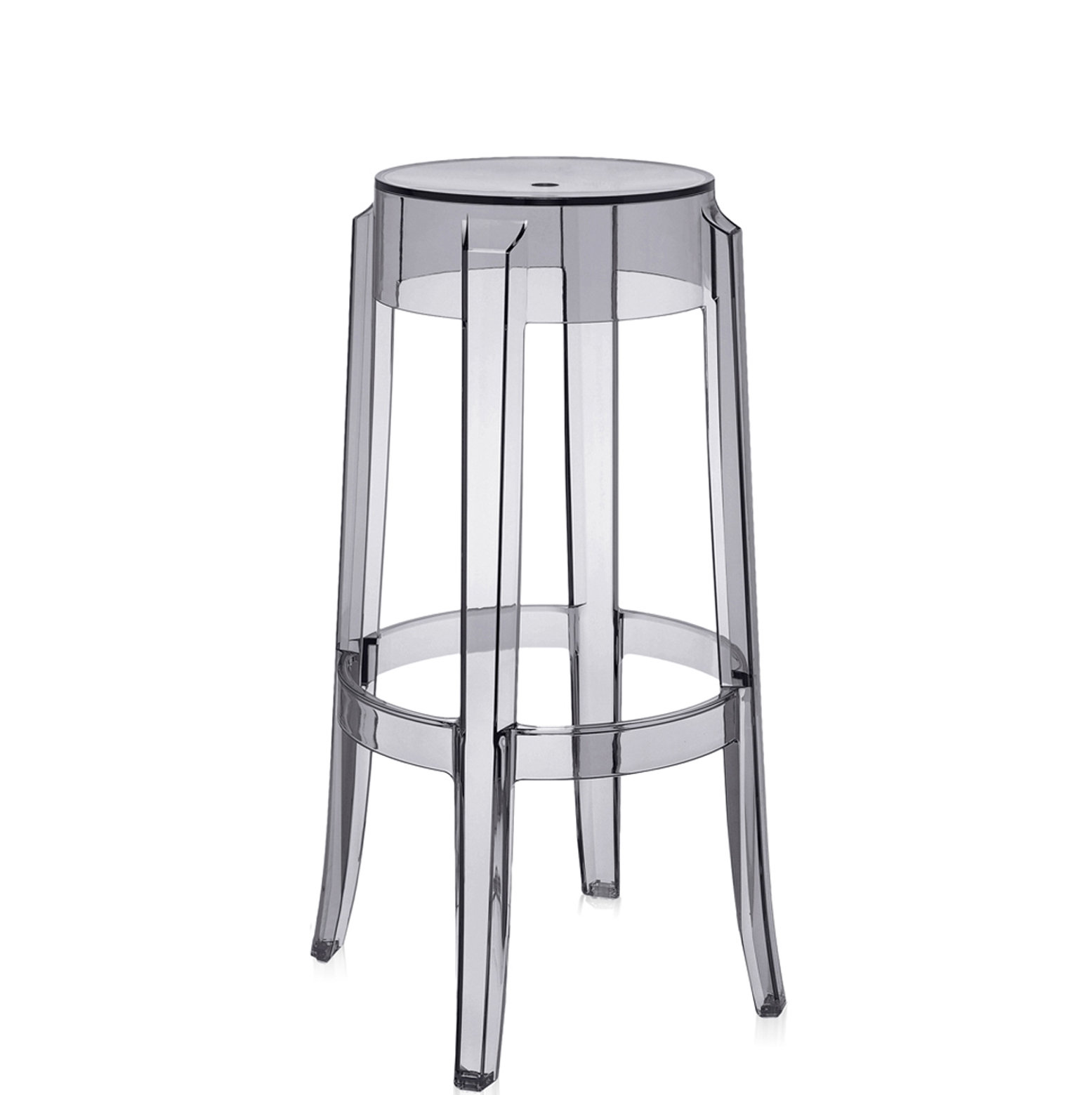 Charles Backless Outdoor Bar Stool, Smoke Gray, 29.53"