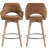 Lovetro  Mid Century Modern Open Back Faux Leather Upholstered Swivel Counter Stool with Wire Brushed Solid Wood Legs-230327093