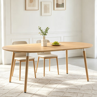 The Extendable Dining Table Has A Round Expandable Surface, Showing A Smooth And Delicate Surface. The Pull-out Table Is Very Suitable For Various Families Due To Its Expandable Desktop Design.
