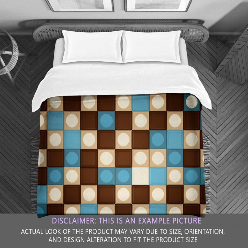 Polyester Comforter, Twin Comforter, Blue/Brown Checkered